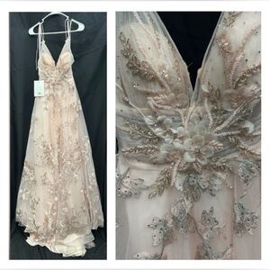 Mac Duggal 50638 NWT Elegant Floral Embellished Gown - One-of-a-Kind